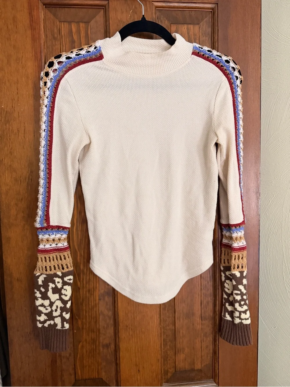 Free people switch it up thermal cuff sleeve knit top long sleeve